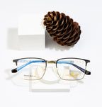 Rectangular Gold And Black Metal Eyewear Frame For Men