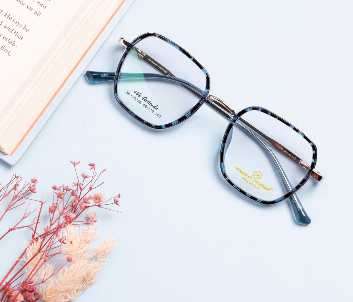Geometric Fusion Rim Eyewear - DA Blue & Silver with Spring