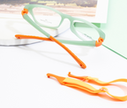 Kids Rectangle Eyewear Frames in Green & Orange - Lightweight and Durable