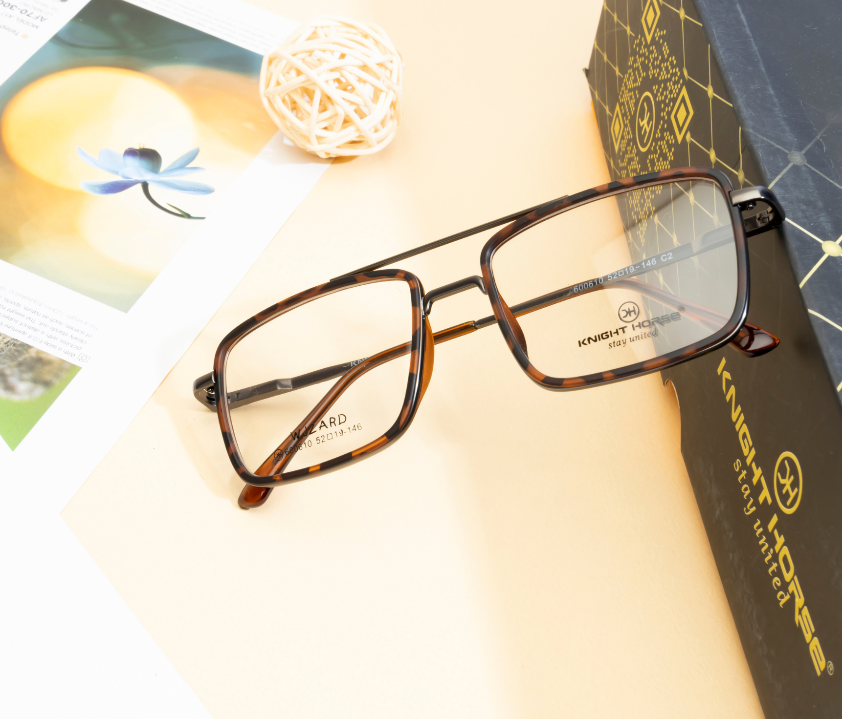 Stylish Brown Frame with Double Bar