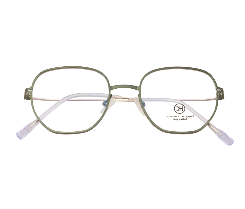 Geometric Eyewear: Lightweight Metal Frames in Striking Green