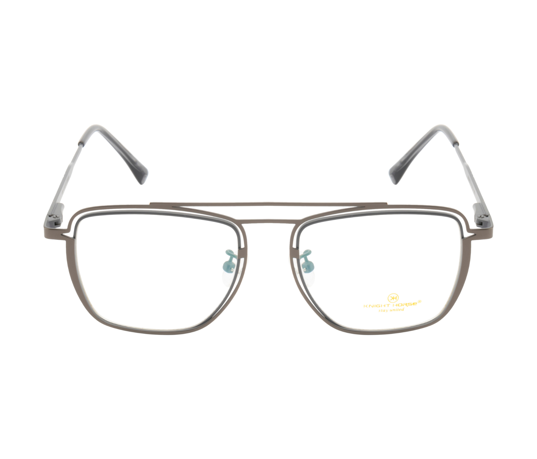 Double Metal Rim Eyewear: Modern Design with Spring Hinges | Grey Color