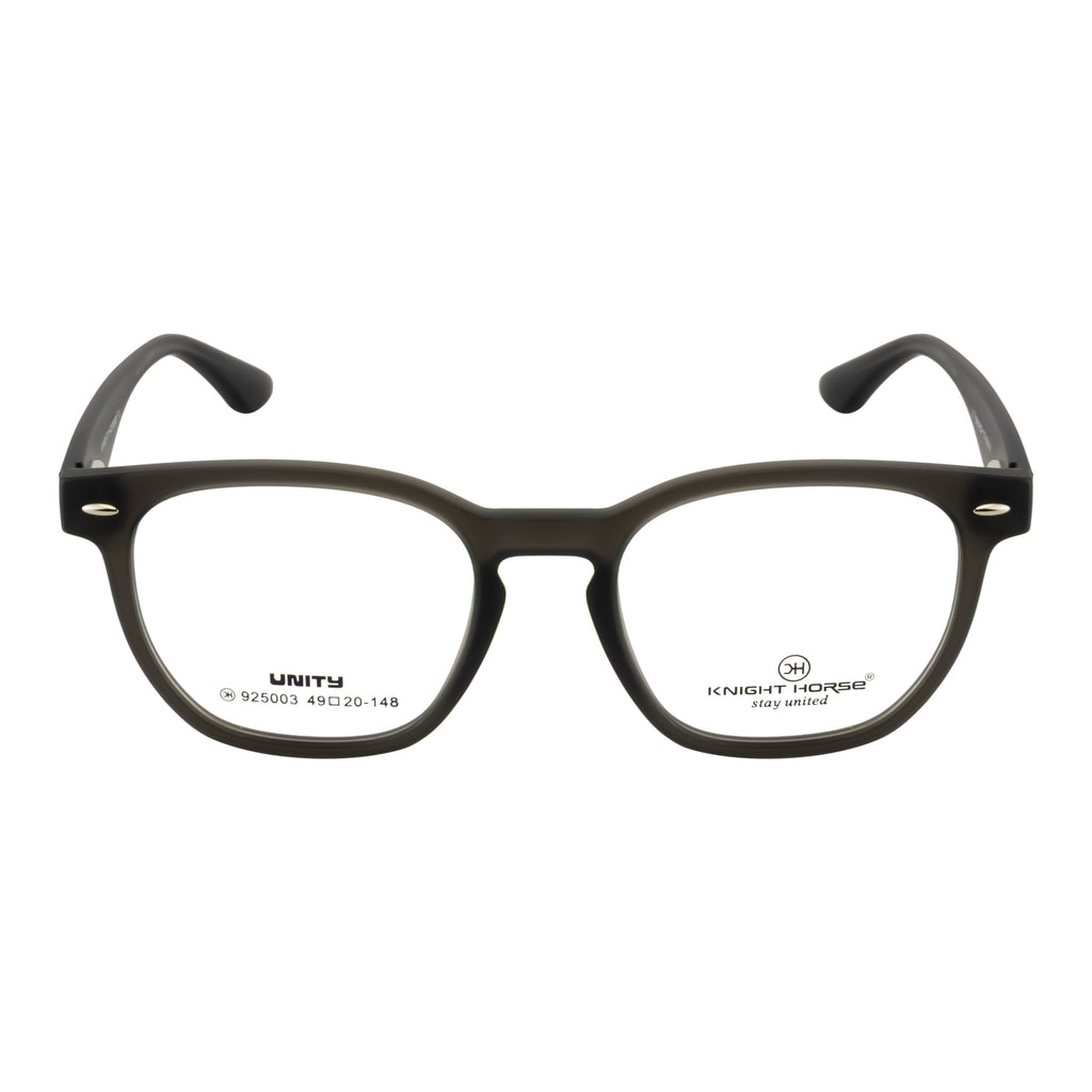 Transparent Smoke Grey Rectangular Eyeglass Frame – Lightweight TR with Textured Temples