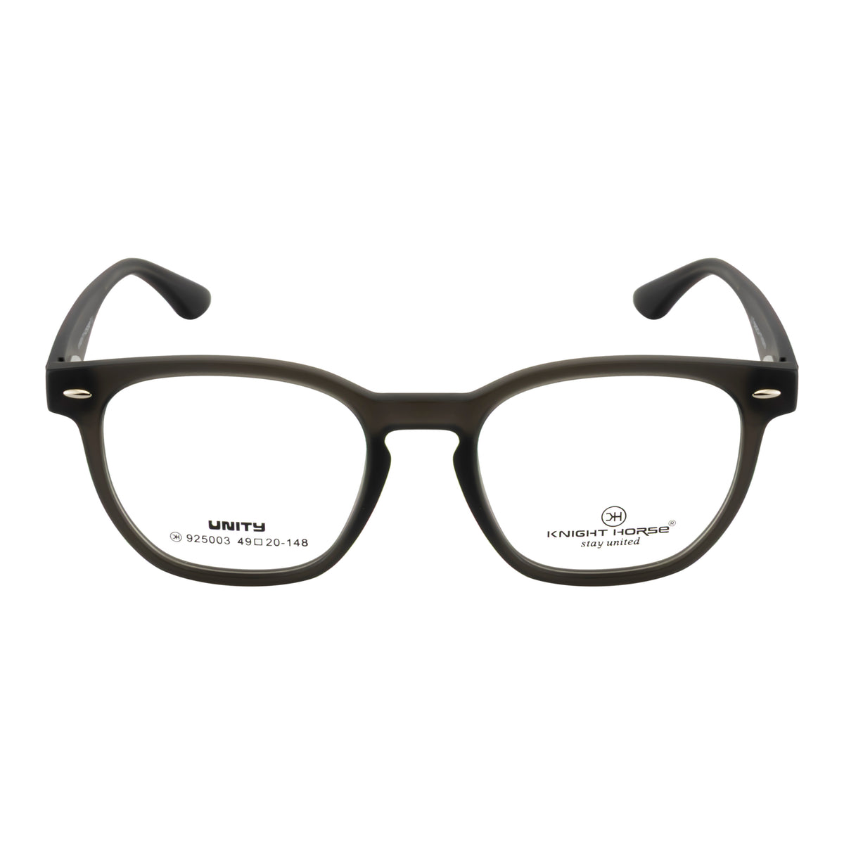 Transparent Smoke Grey Rectangular Eyeglass Frame – Lightweight TR with Textured Temples