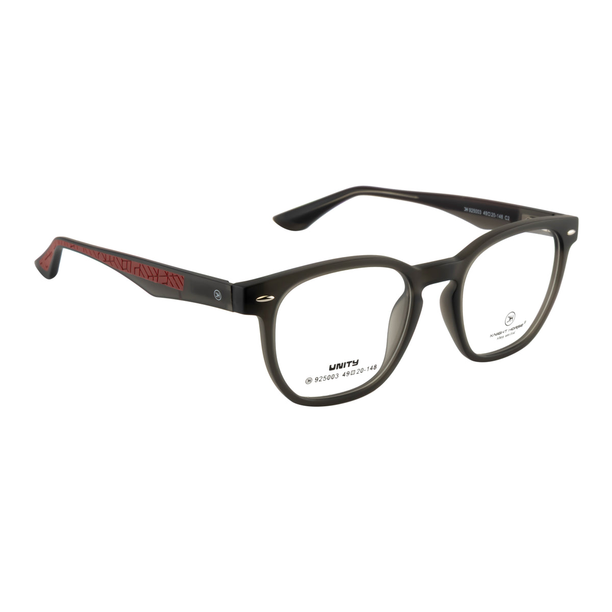 Transparent Smoke Grey Rectangular Eyeglass Frame – Lightweight TR with Textured Temples