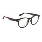Transparent Smoke Grey Rectangular Eyeglass Frame – Lightweight TR with Textured Temples