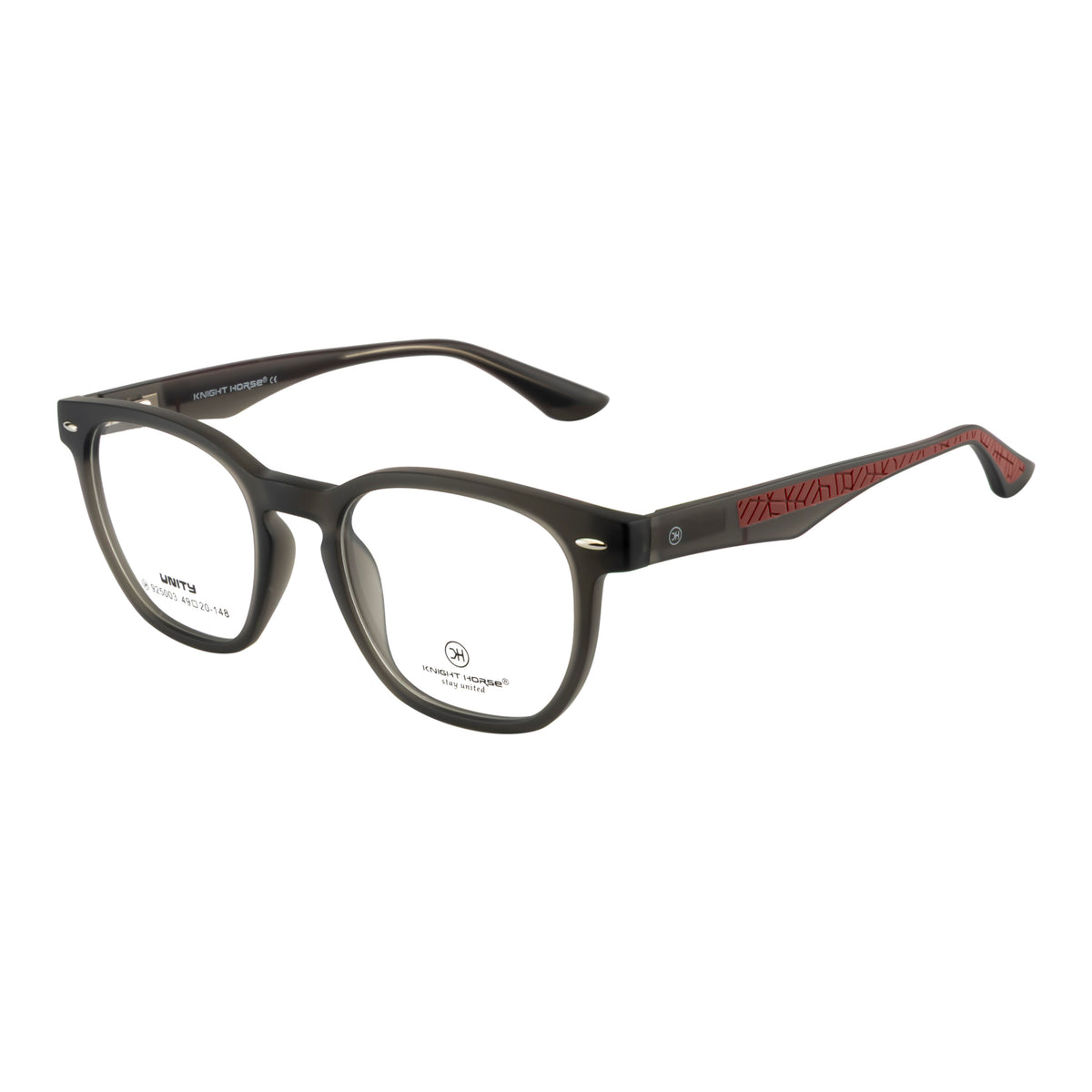 Transparent Smoke Grey Rectangular Eyeglass Frame – Lightweight TR with Textured Temples