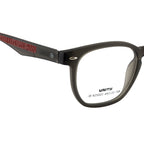 Transparent Smoke Grey Rectangular Eyeglass Frame – Lightweight TR with Textured Temples