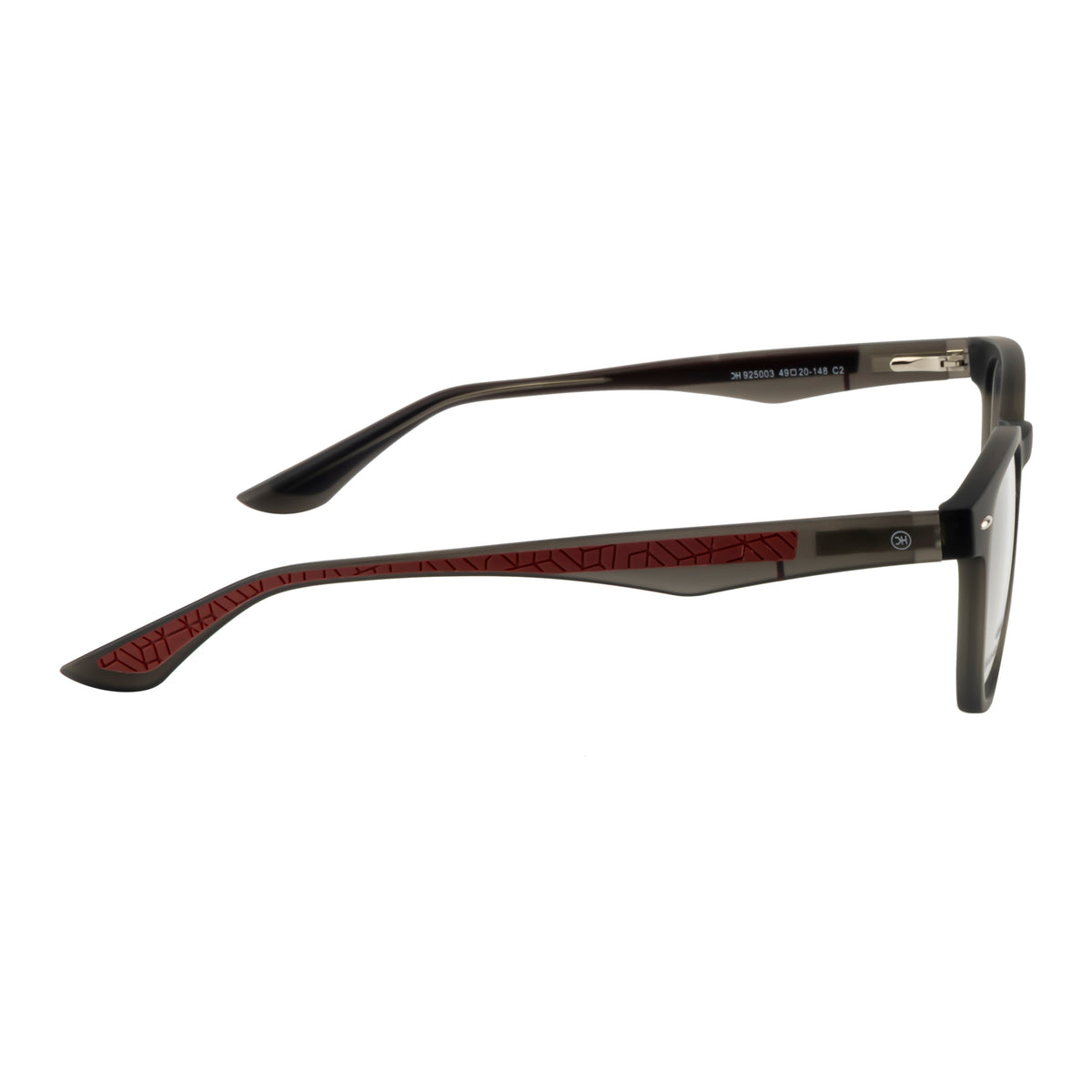 Transparent Smoke Grey Rectangular Eyeglass Frame – Lightweight TR with Textured Temples