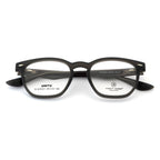 Transparent Smoke Grey Rectangular Eyeglass Frame – Lightweight TR with Textured Temples