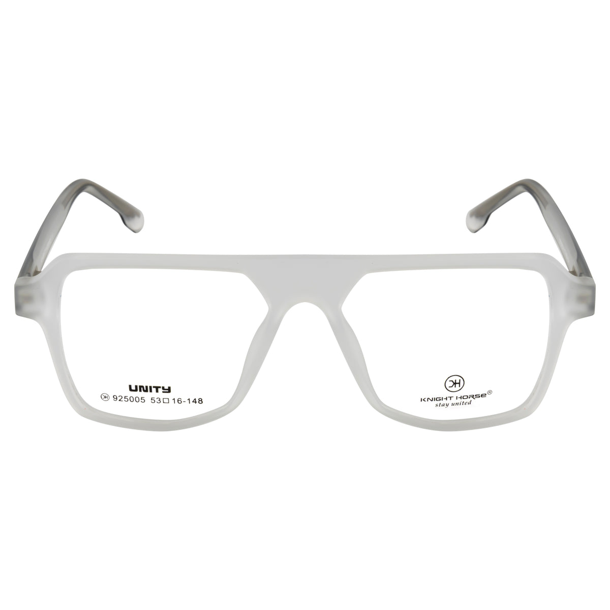 Frosted Crystal White Oversized Rectangular Eyeglass Frame – Lightweight TR with Metal Temples