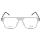 Frosted Crystal White Oversized Rectangular Eyeglass Frame – Lightweight TR with Metal Temples