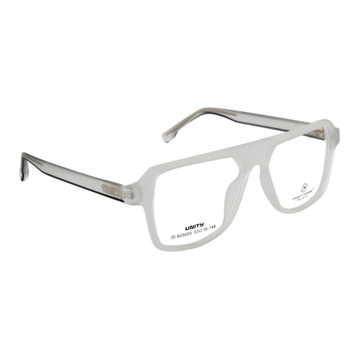 Frosted Crystal White Oversized Rectangular Eyeglass Frame – Lightweight TR with Metal Temples