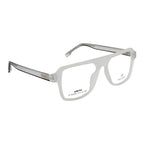 Frosted Crystal White Oversized Rectangular Eyeglass Frame – Lightweight TR with Metal Temples
