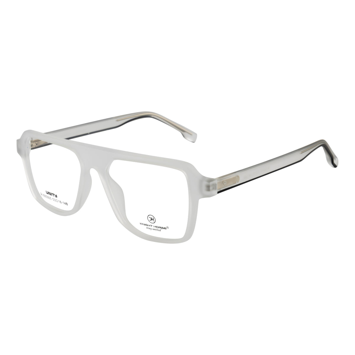 Frosted Crystal White Oversized Rectangular Eyeglass Frame – Lightweight TR with Metal Temples