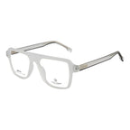Frosted Crystal White Oversized Rectangular Eyeglass Frame – Lightweight TR with Metal Temples