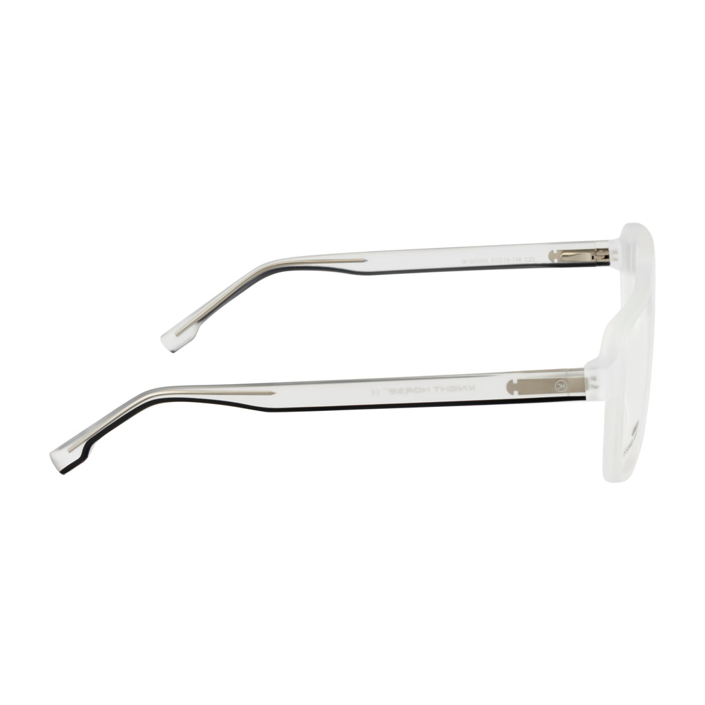 Frosted Crystal White Oversized Rectangular Eyeglass Frame – Lightweight TR with Metal Temples