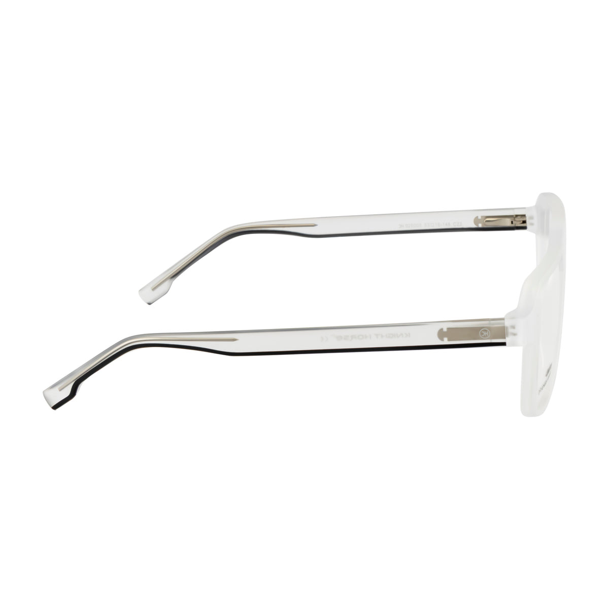 Frosted Crystal White Oversized Rectangular Eyeglass Frame – Lightweight TR with Metal Temples