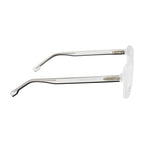 Frosted Crystal White Oversized Rectangular Eyeglass Frame – Lightweight TR with Metal Temples