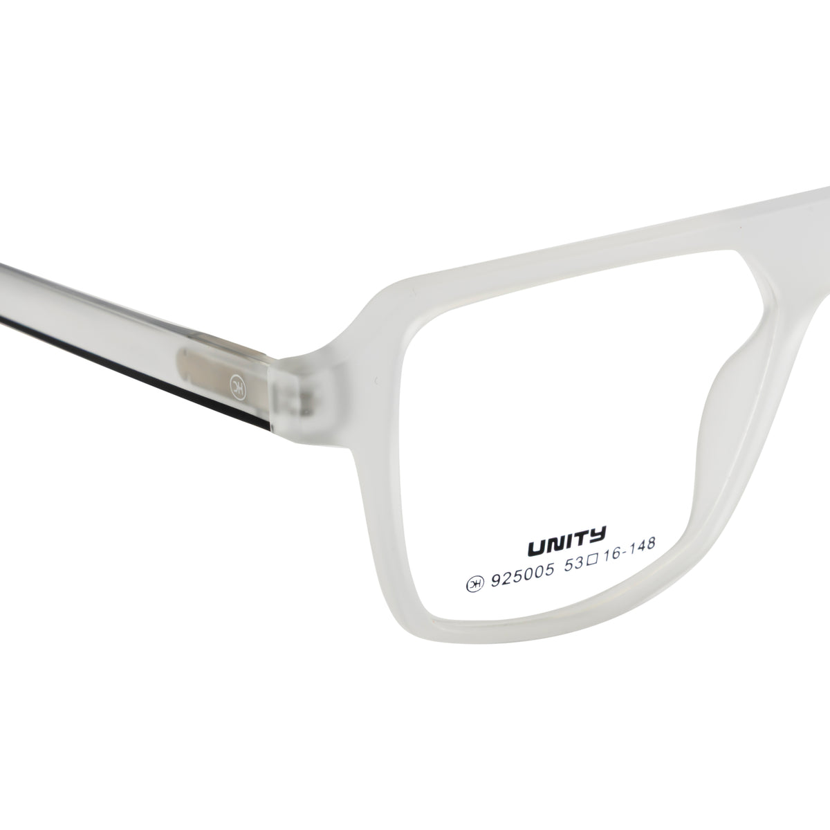 Frosted Crystal White Oversized Rectangular Eyeglass Frame – Lightweight TR with Metal Temples