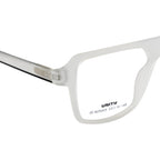 Frosted Crystal White Oversized Rectangular Eyeglass Frame – Lightweight TR with Metal Temples