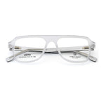 Frosted Crystal White Oversized Rectangular Eyeglass Frame – Lightweight TR with Metal Temples