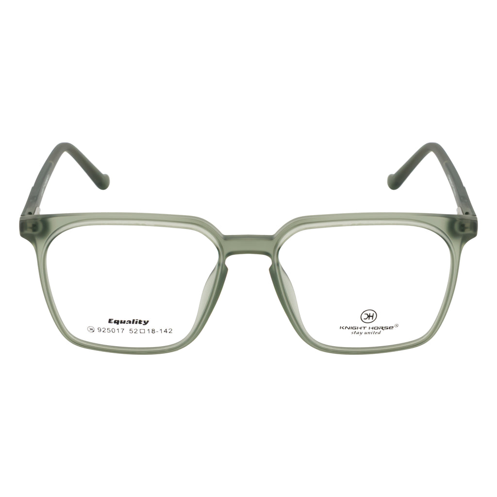 Rectangular Transparent Green Eyeglass Frame