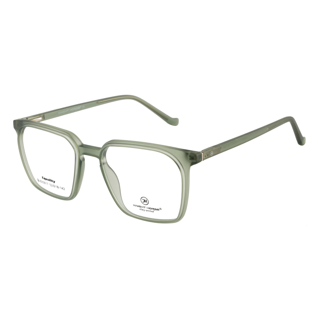 Rectangular Transparent Green Eyeglass Frame