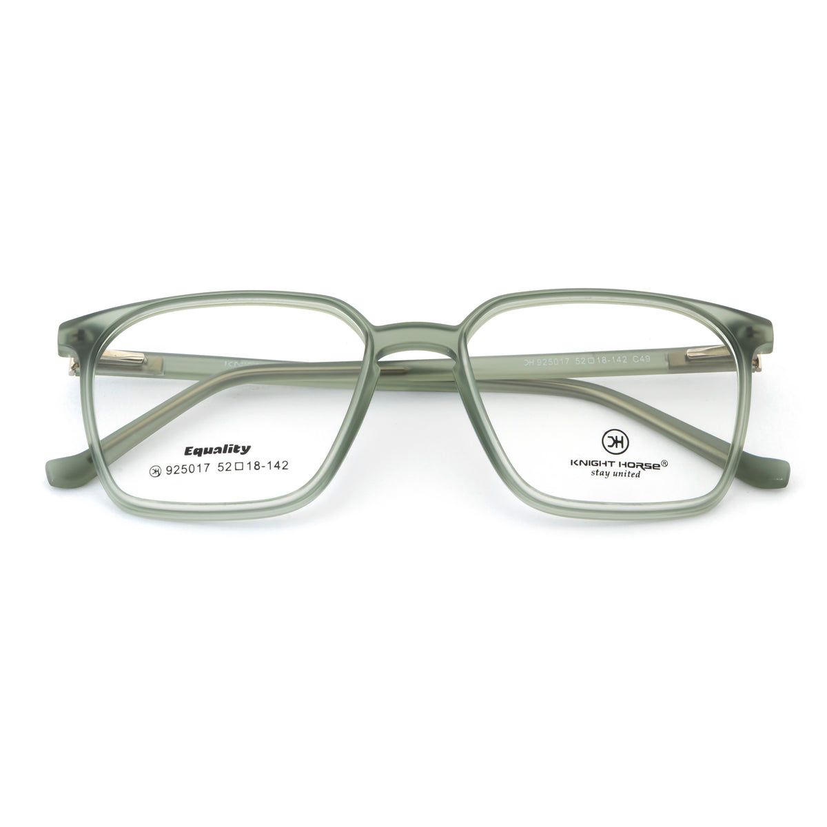 Rectangular Transparent Green Eyeglass Frame