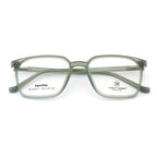 Rectangular Transparent Green Eyeglass Frame