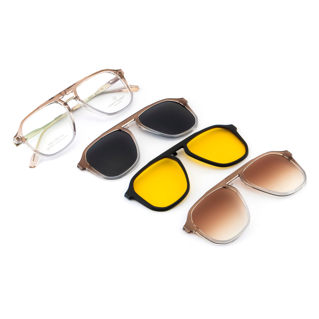 4-in-1 Magnetic Clip-On Eyewear – Clear Square Frame