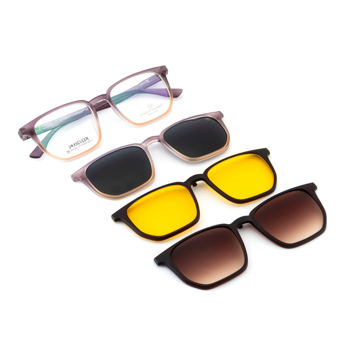 4-in-1 Magnetic Clip-On Eyewear – Square Gradient Frame