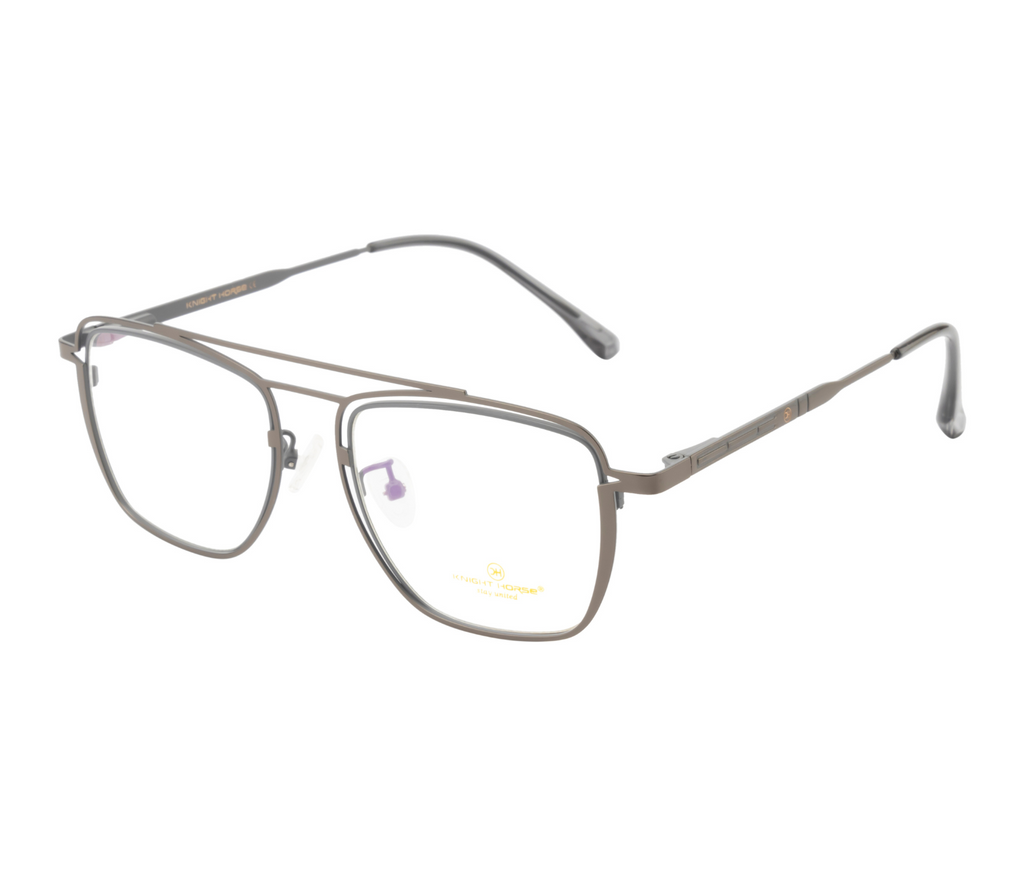 Double Metal Rim Eyewear: Modern Design with Spring Hinges | Grey Color