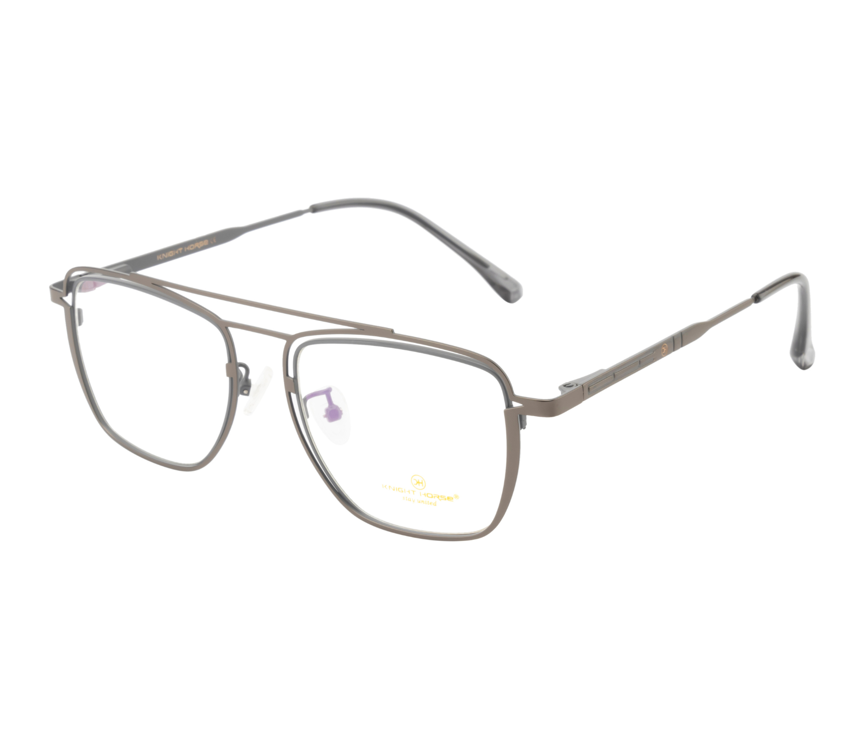Double Metal Rim Eyewear: Modern Design with Spring Hinges | Grey Color