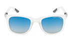 Crystalwave Shades: Sunglasses In Transparent White With Blue Polarized Lens
