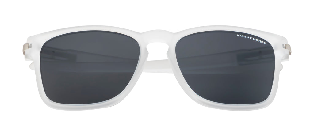 Square Essence Sunglasses - Matte Transparent White| Black Lenses