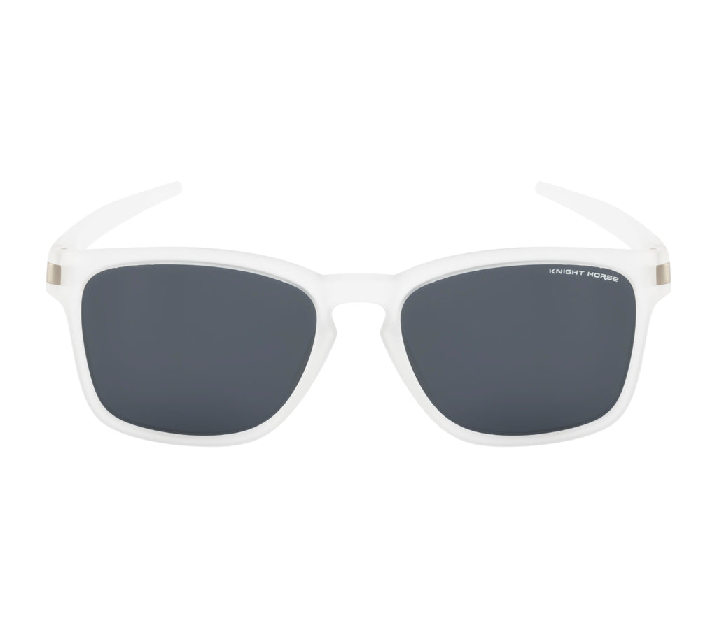 Square Essence Sunglasses - Matte Transparent White| Black Lenses