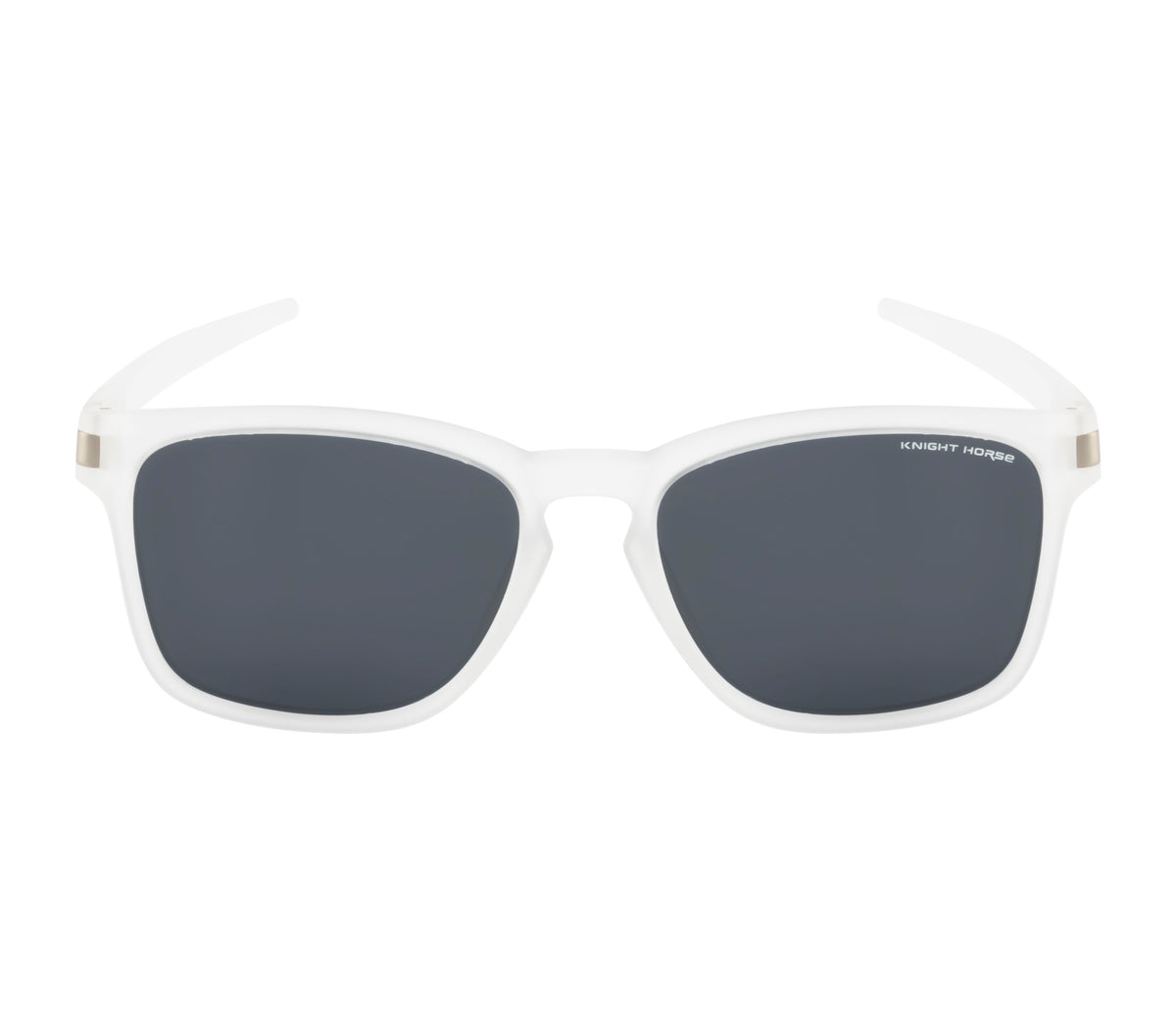Square Essence Sunglasses - Matte Transparent White| Black Lenses
