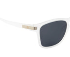 Square Essence Sunglasses - Matte Transparent White| Black Lenses