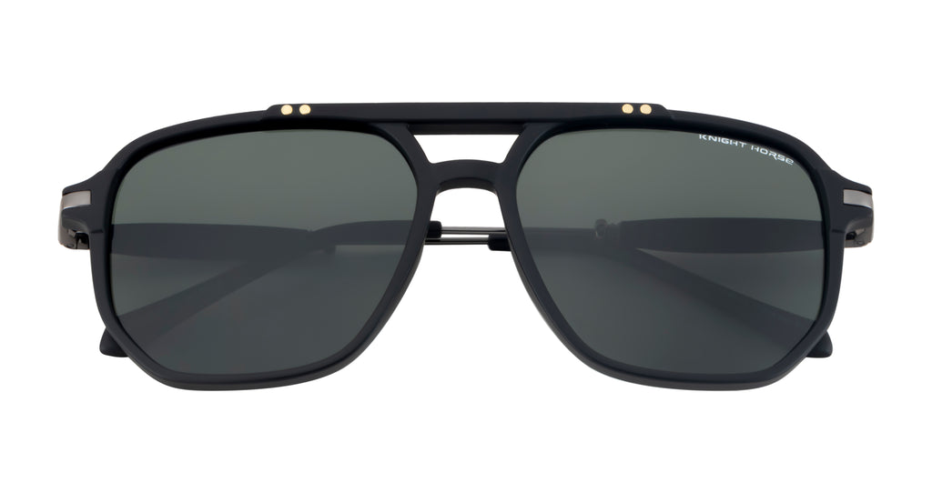 Knight Horse Polarized Black Double-Bar Sunglasses