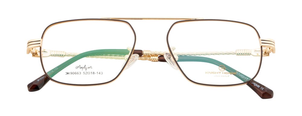 Knight Horse Men’s Premium Metal Eyewear Frame | Golden & Brown Premium Look