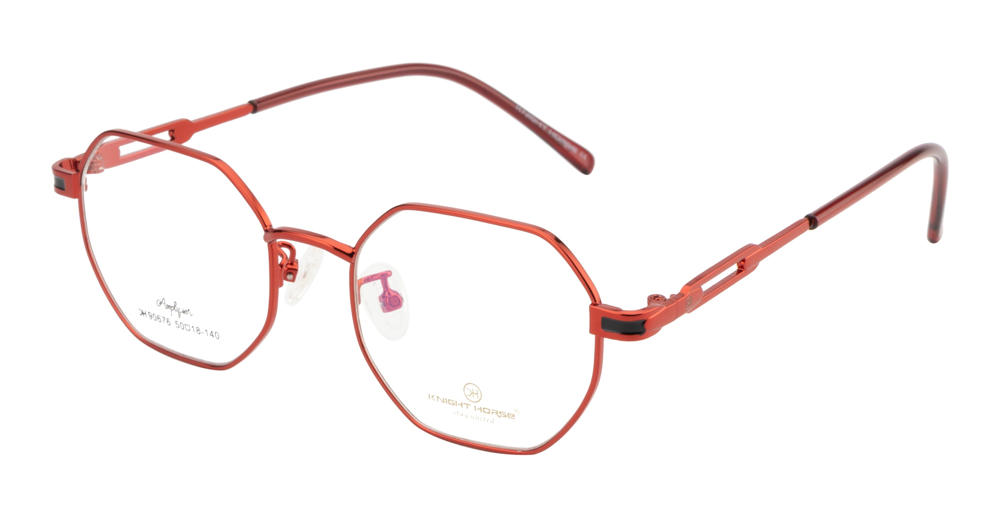 Metal Eyewear In Octagonal Shape | Red Color