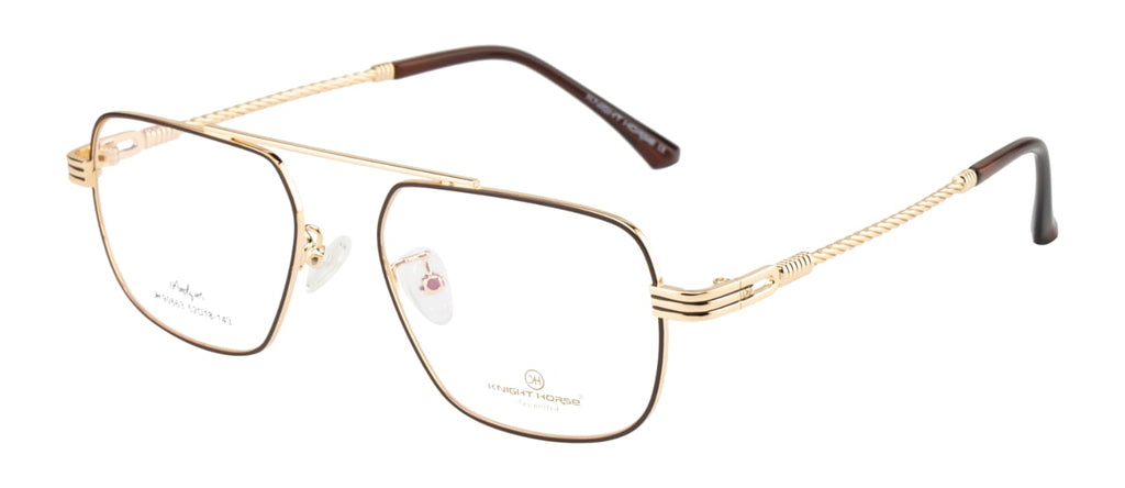 Knight Horse Men’s Premium Metal Eyewear Frame | Golden & Brown Premium Look