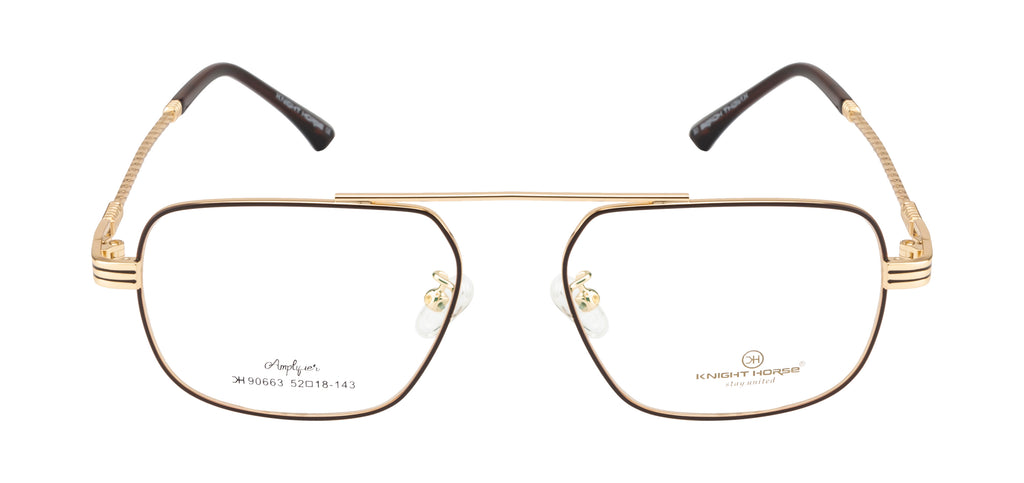 Knight Horse Men’s Premium Metal Eyewear Frame | Golden & Brown Premium Look