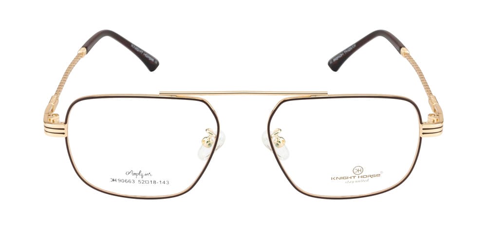 Knight Horse Men’s Premium Metal Eyewear Frame | Golden & Brown Premium Look