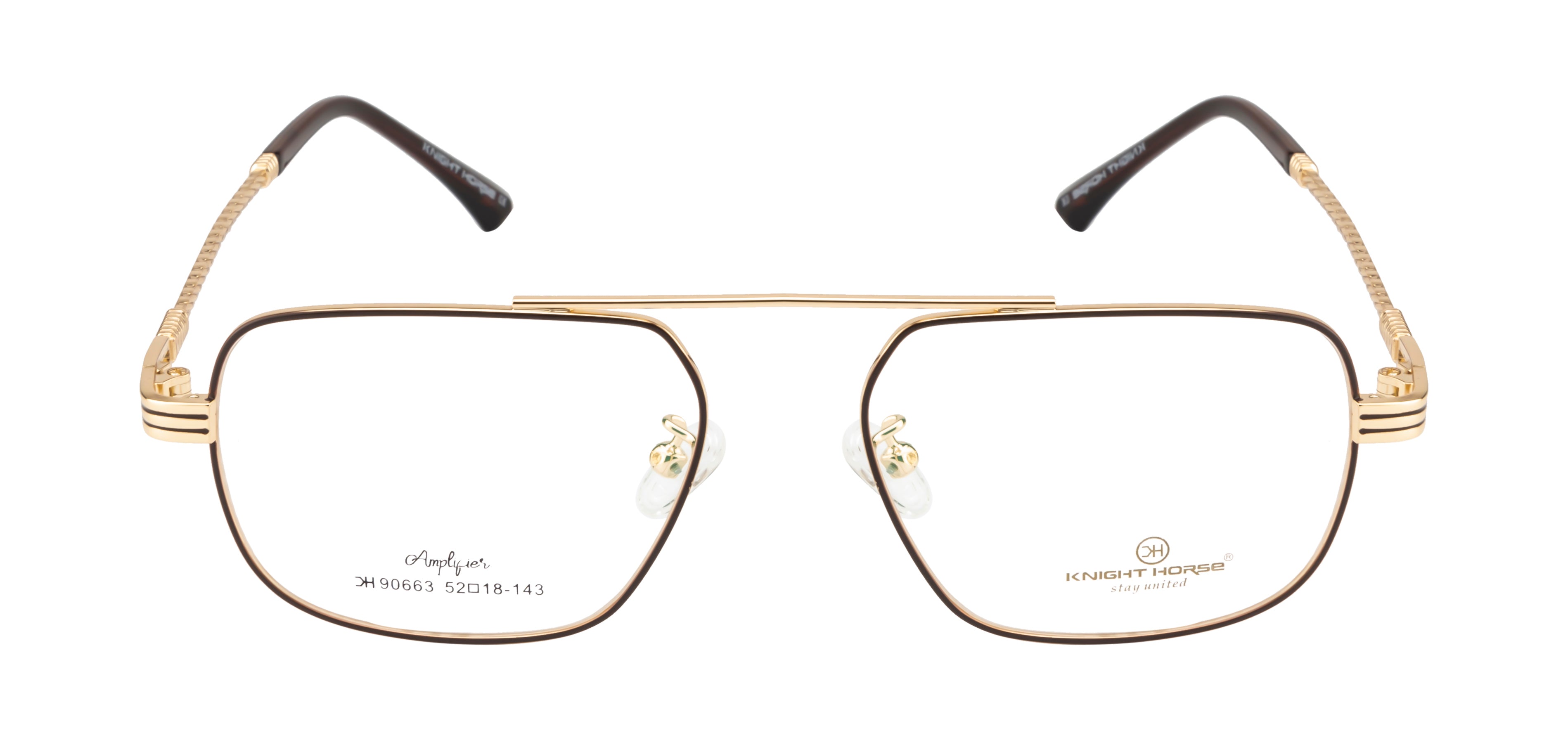 Knight Horse Men’s Premium Metal Eyewear Frame | Golden & Brown Premium Look