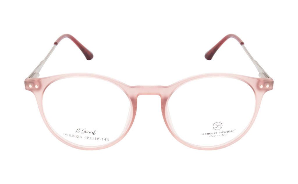Fashionable Round Eyeglasses - Transparent Red Matte | With Spring | Women