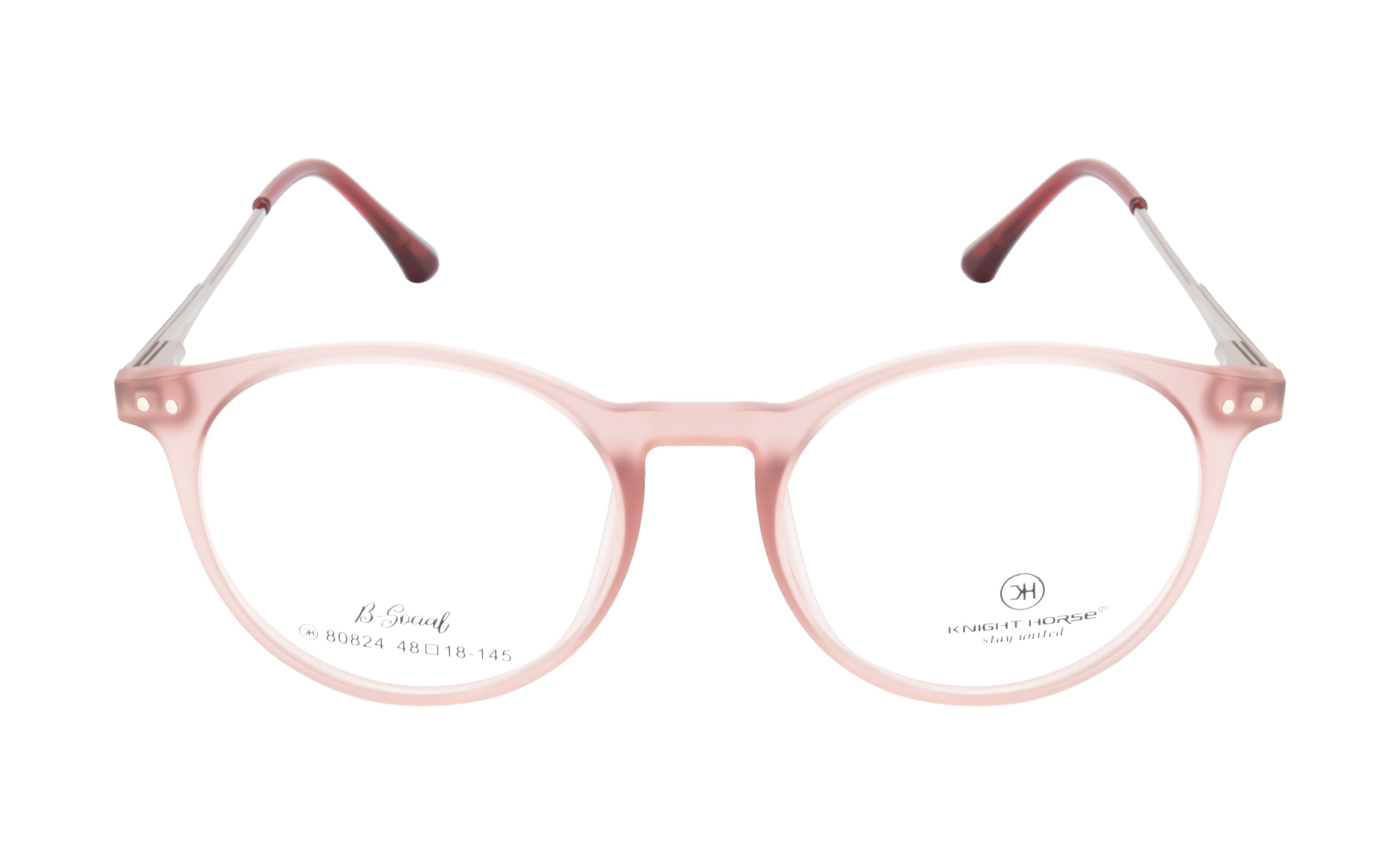 Fashionable Round Eyeglasses - Transparent Red Matte | With Spring | Women