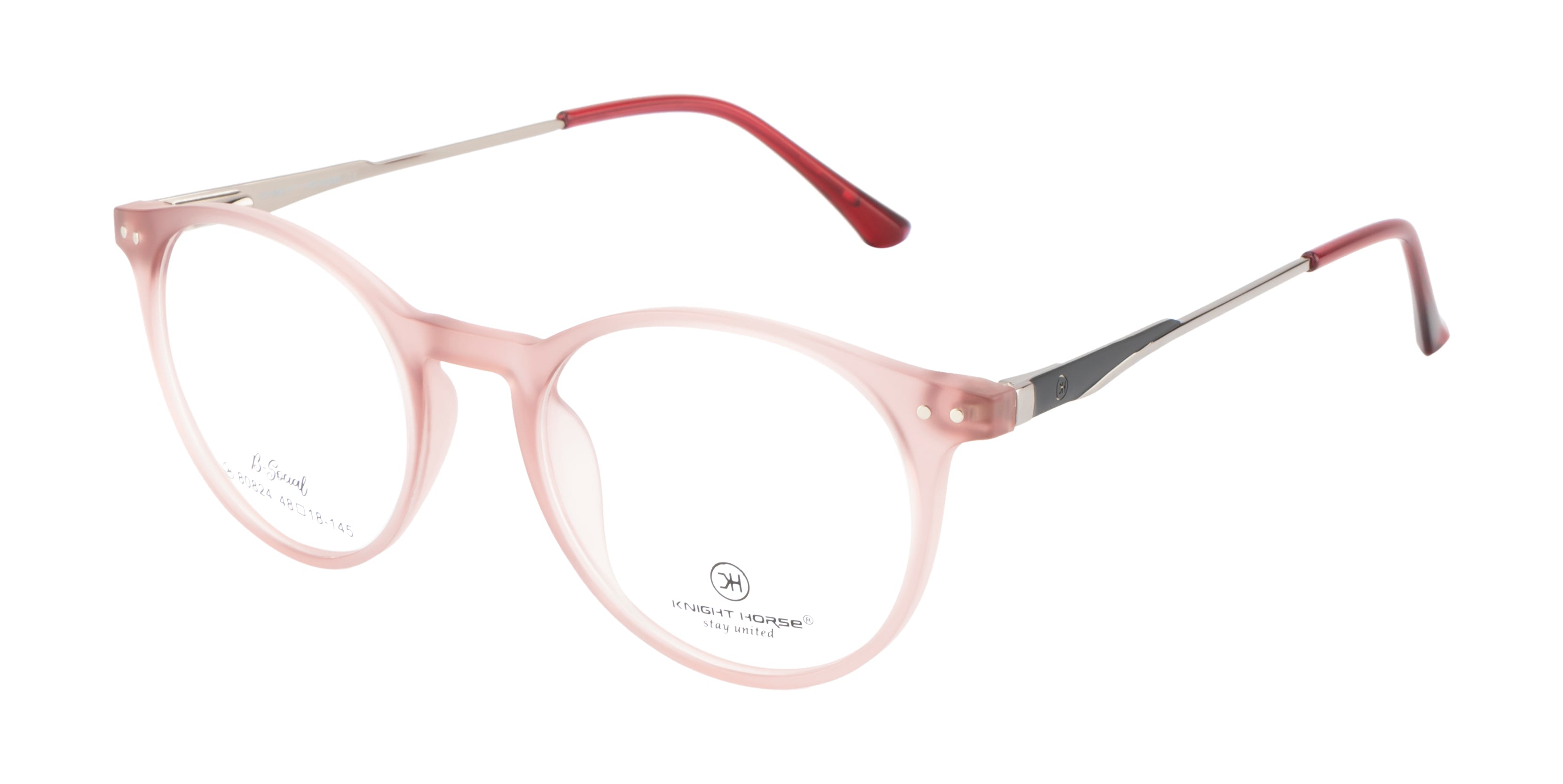 Fashionable Round Eyeglasses - Transparent Red Matte | With Spring | Women