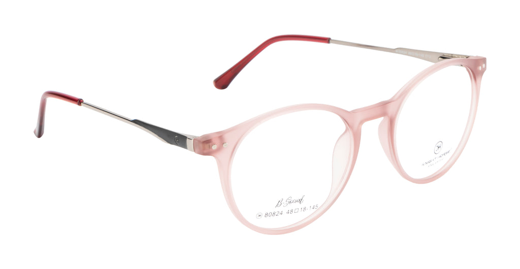 Fashionable Round Eyeglasses - Transparent Red Matte | With Spring | Women